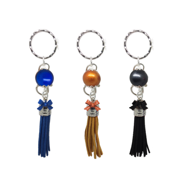 Porte-clés argenté pompon daim- PC001 – Image 8
