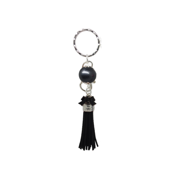 Porte-clés argenté pompon daim- PC001 – Image 7