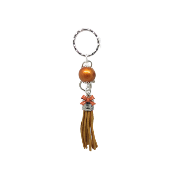Porte-clés argenté pompon daim- PC001 – Image 6