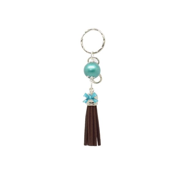 Porte-clés argenté nœud et pompon - PC001 – Image 2
