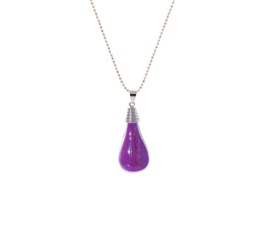 Pendentif Goutte En Verre Soufflé Bleu Avec Inclusion D'or - Bijou Vintage Et Unique - Ref 5657