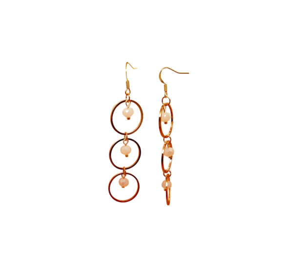 Boucles d'oreilles pendantes trois anneaux dorés - Circles – Image 2