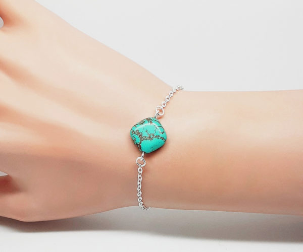 Bracelet chaîne fine turquoise - Dance – Image 2