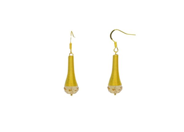 Boucles d'oreilles spirale dorée perles cristal - Padaung or – Image 2
