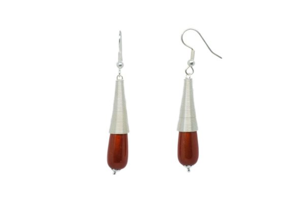 Boucles d'oreilles spirales gouttes cuivre - Padaung – Image 2