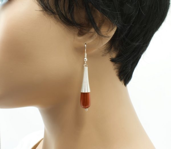 Boucles d'oreilles spirales gouttes cuivre - Padaung – Image 3