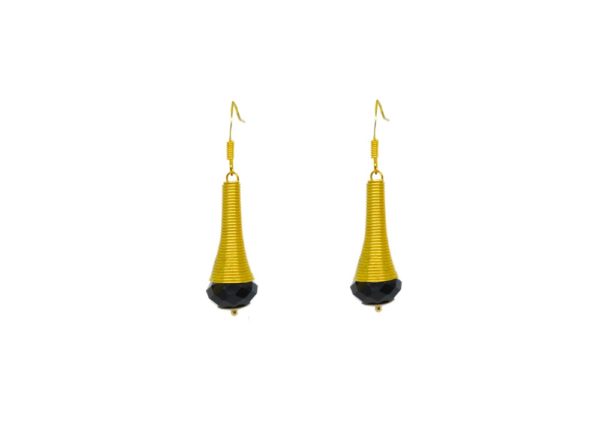 Boucles d'oreilles spirale dorée perles cristal - Padaung or – Image 4