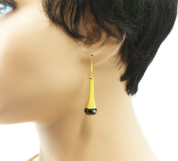 Boucles d'oreilles spirale dorée perles cristal - Padaung or – Image 5