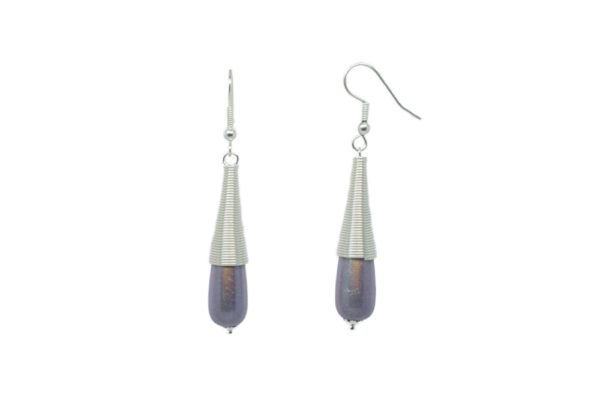 Boucles d'oreilles gouttes spirale parme - Padaung – Image 2