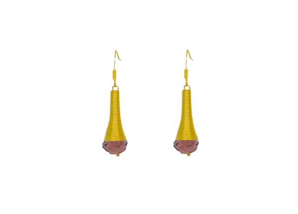 Boucles d'oreilles spirale dorée perles cristal - Padaung or – Image 8