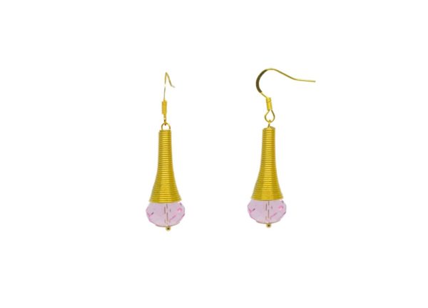 Boucles d'oreilles spirale dorée perles cristal - Padaung or – Image 6