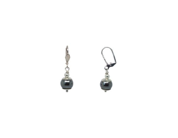 Boucles d'oreilles dormeuses hématite- Linda – Image 2