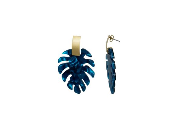 Boucles d'oreilles feuilles et acier -Monstera – Image 2