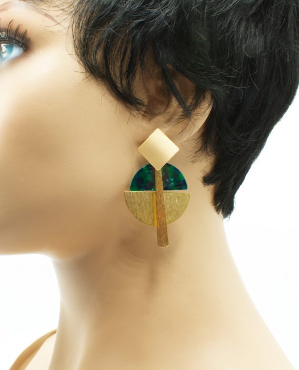 Boucles d'oreilles pendantes géométriques - Jungle – Image 3