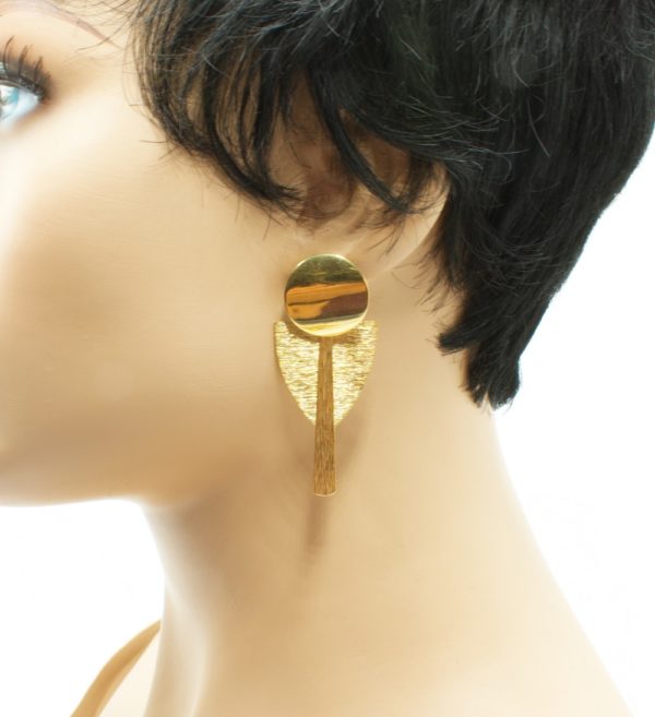boucles d'oreilles puces ronde géométrique- Tinae – Image 3