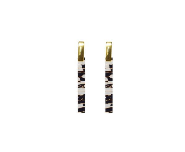 Boucles d'oreilles acier doré rectangle