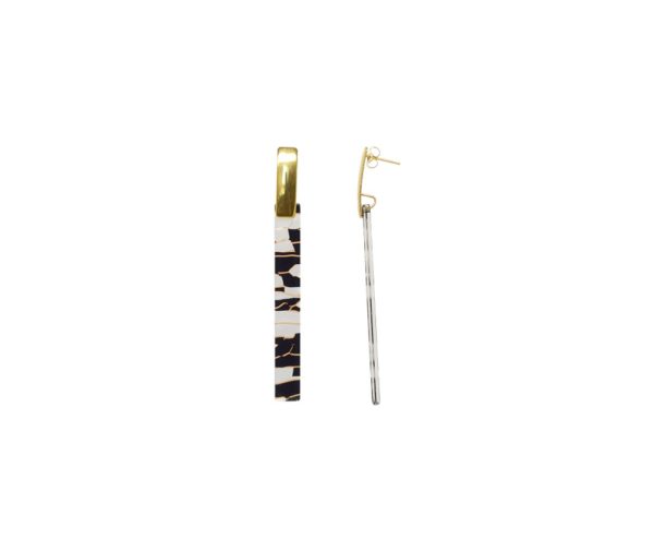 Boucles d'oreilles acier doré rectangle - Zebra – Image 2