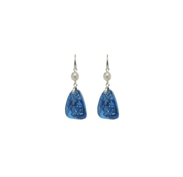 boucles d'oreilles résine et nacre  - Blue – Image 4