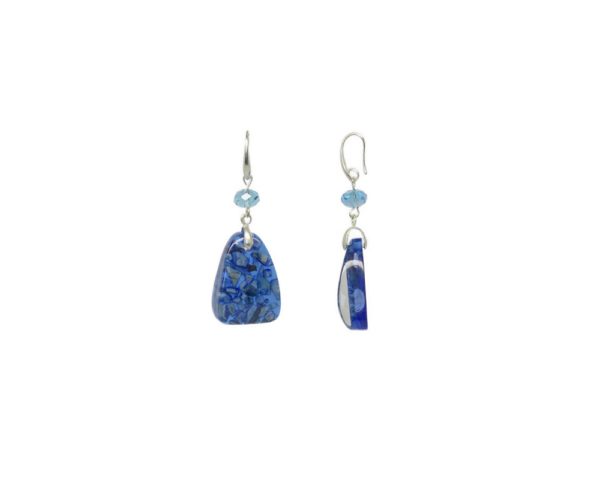 boucles d'oreilles résine et nacre  - Blue – Image 2