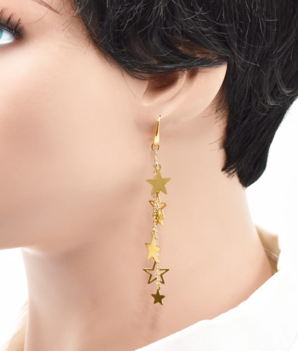 Boucles d'oreilles pendantes étoiles - Poussières d'étoiles – Image 3
