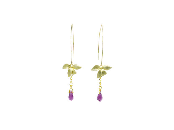 Boucles d'oreilles crochets Orchidées - Orchidée dorée – Image 4
