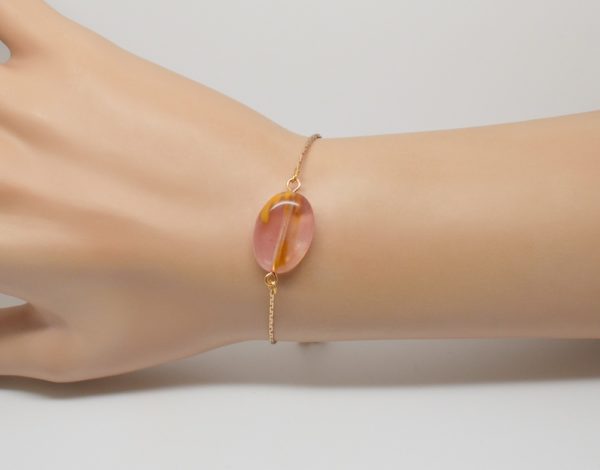 Bracelet doré pierre rose - Noély quartz rose – Image 8