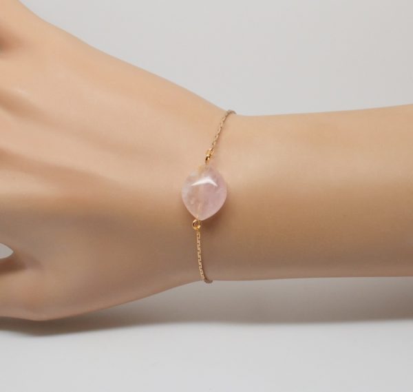 Bracelet doré pierre rose - Noély quartz rose – Image 6