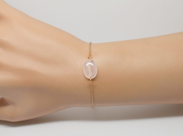 Bracelet doré pierre rose - Noély quartz rose – Image 2