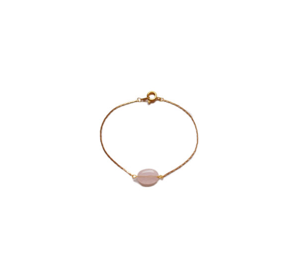 Bracelet doré pierre rose