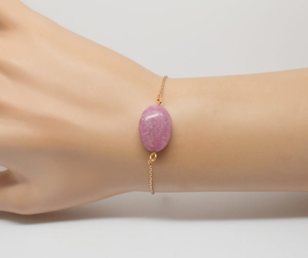 Bracelet doré pierre rose - Noély quartz rose – Image 12