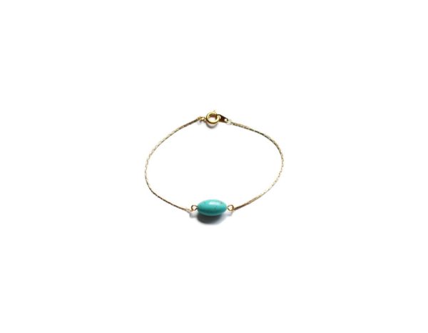 Bracelet laiton doré chaine fine - Noély turquoise – Image 3