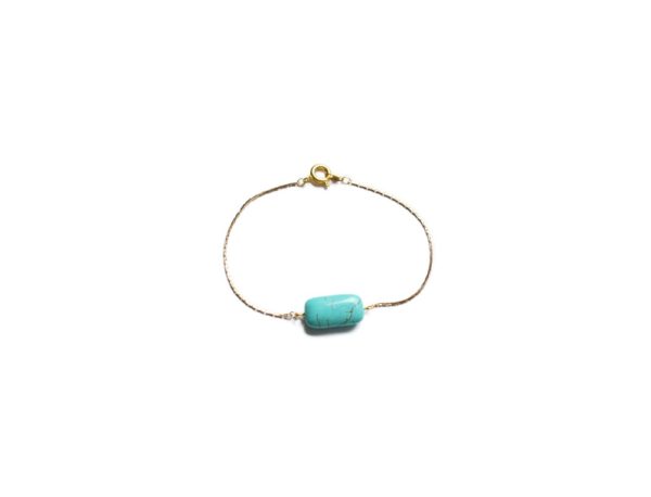 Bracelet laiton doré chaine fine - Noély turquoise – Image 5