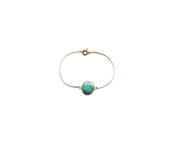 Bracelet laiton doré chaine fine - Noély turquoise – Image 7