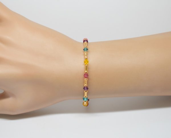 Bracelet doré perle Swarovski - Bamboo – Image 2