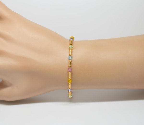 Bracelet doré perle Swarovski - Bamboo – Image 8