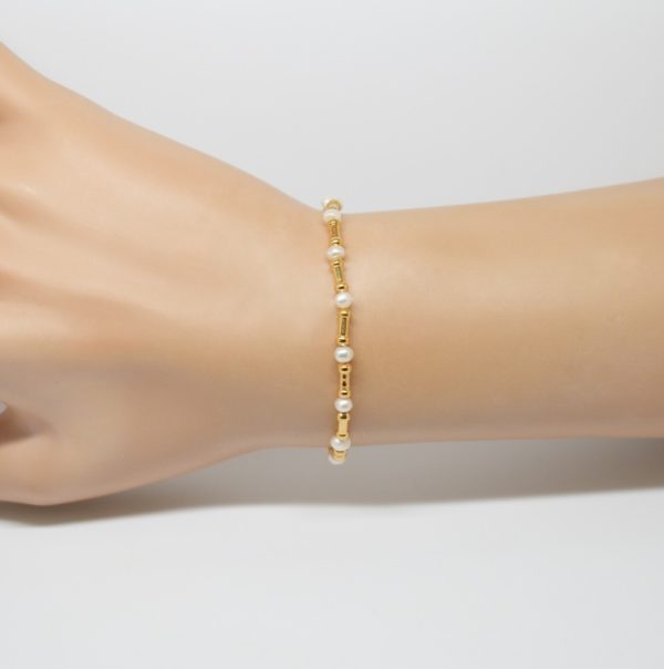 Bracelet doré perle Swarovski - Bamboo – Image 10