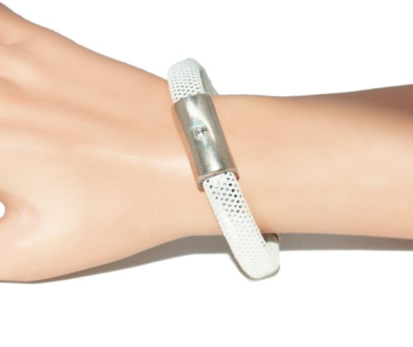 Bracelet cuir daim blanc et argent  - Sweet Romance – Image 2
